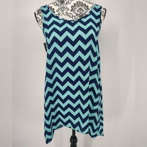 Pink Republic Chevron Tank Top - Teal And Navy Size Women's Small